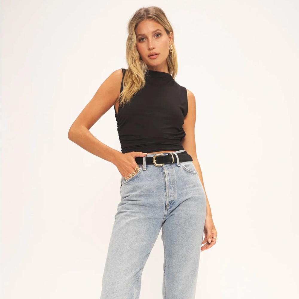 Project Social T Wyatt Ruched Side Tank in Black